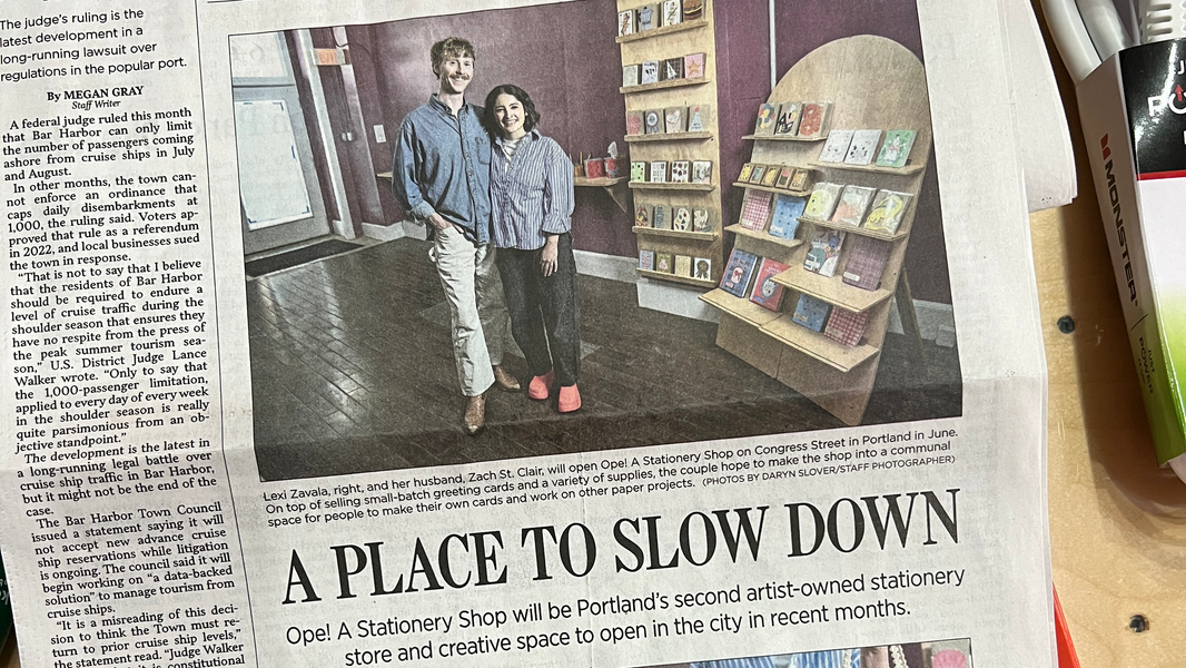 Ope in the Portland Press Herald