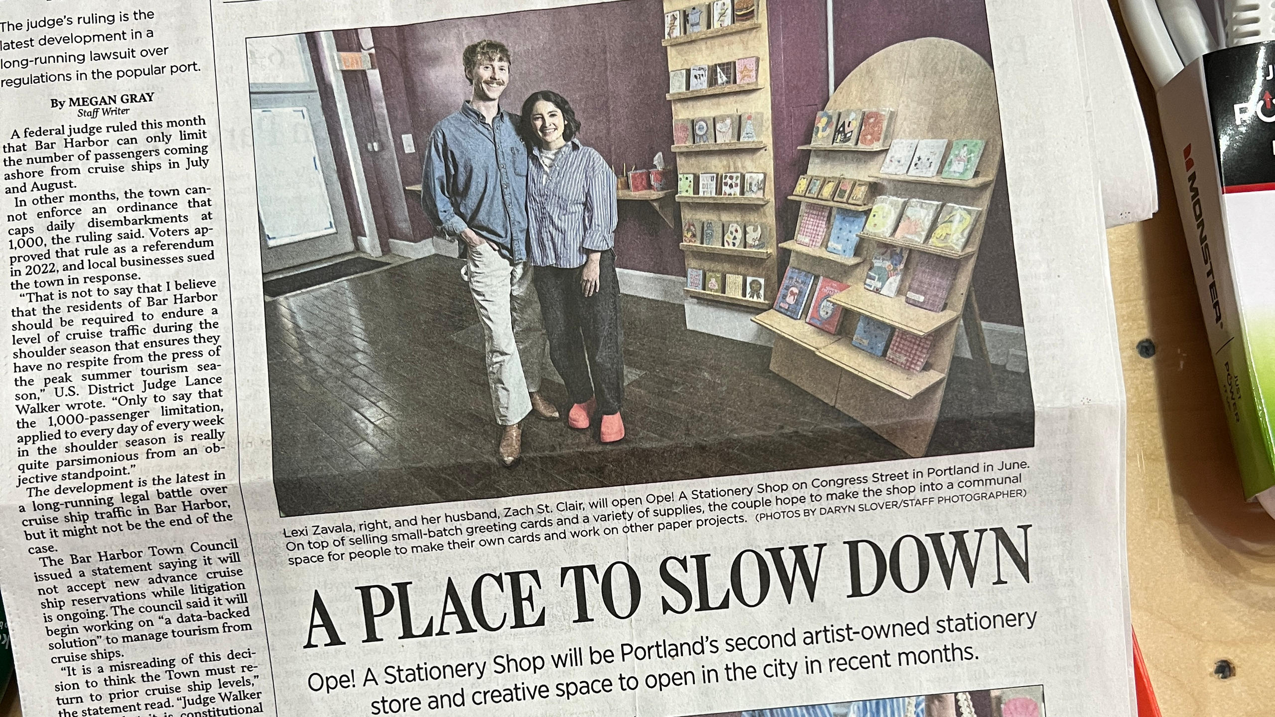 Ope in the Portland Press Herald