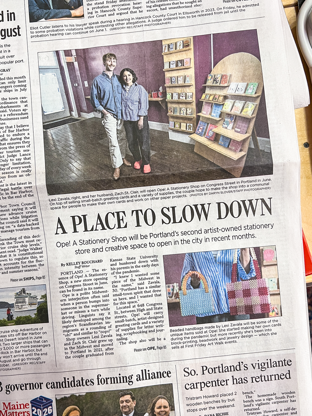 Ope in the Portland Press Herald