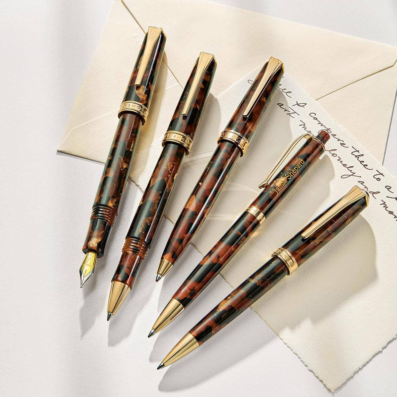 True Writer Classic Golden Dark Tortoise Fountain Pen - Fine Nib-zoom-