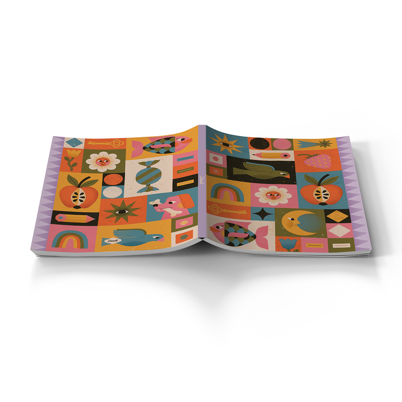 Happy Blocks Medium Layflat Notebook Mixed Media-zoom-