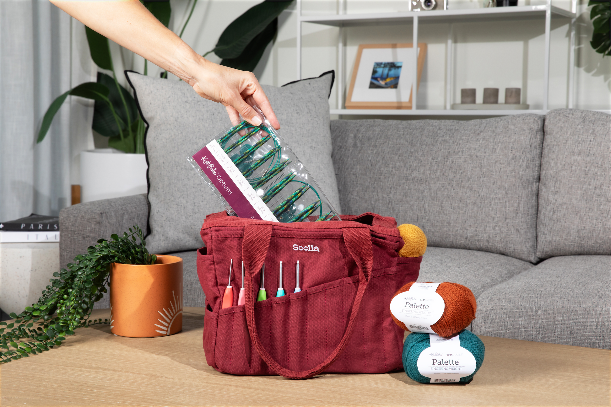 Soolla Studio Artist Bag, Sangria, Knitting Crochet Yarn Bag-6