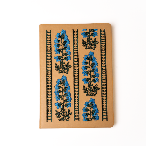 Delphinium Flower Embroidered Notebook