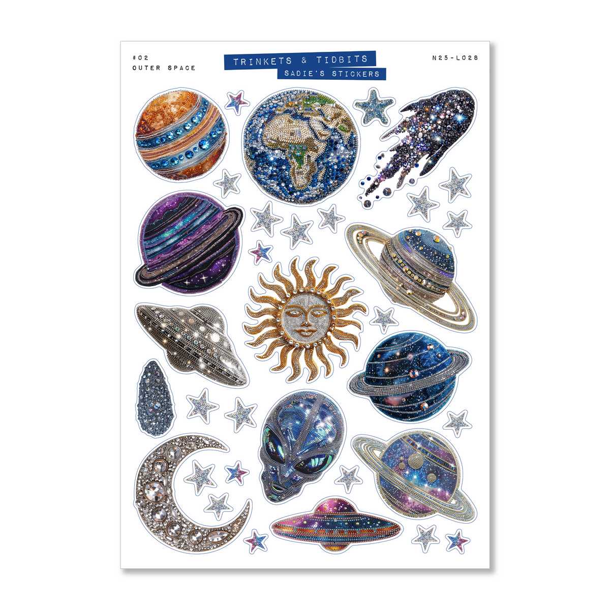 Outer Space Appliqué • Trinkets & Tidbits Sticker Sheet