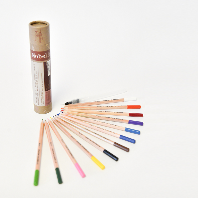 Reservoir Brush & Professional Grade Watercolor Pencils Set - 12 Colors-zoom-