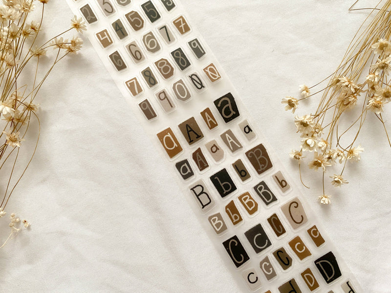 Neutral Letters & Numbers PET Tape-zoom-