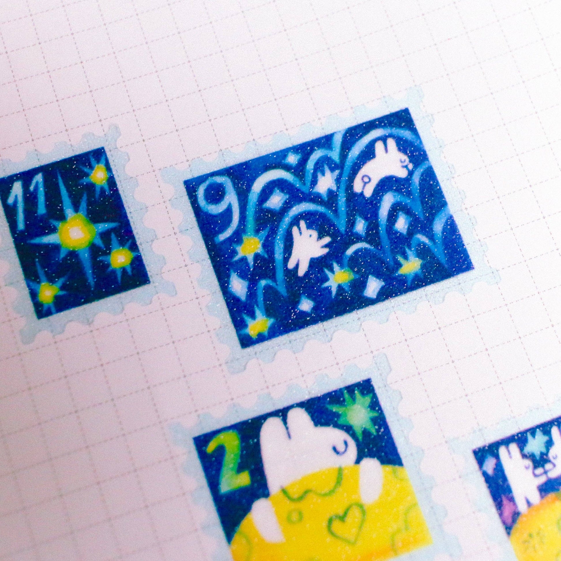 'To the Moon & Back' Frosted Glitter A6 Stamp Sticker Sheet-4