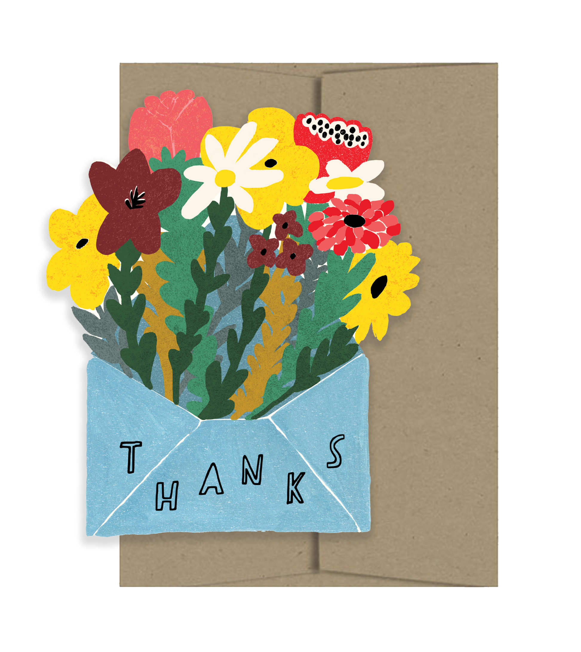 Thank You with Flowers Die Cut Card-1