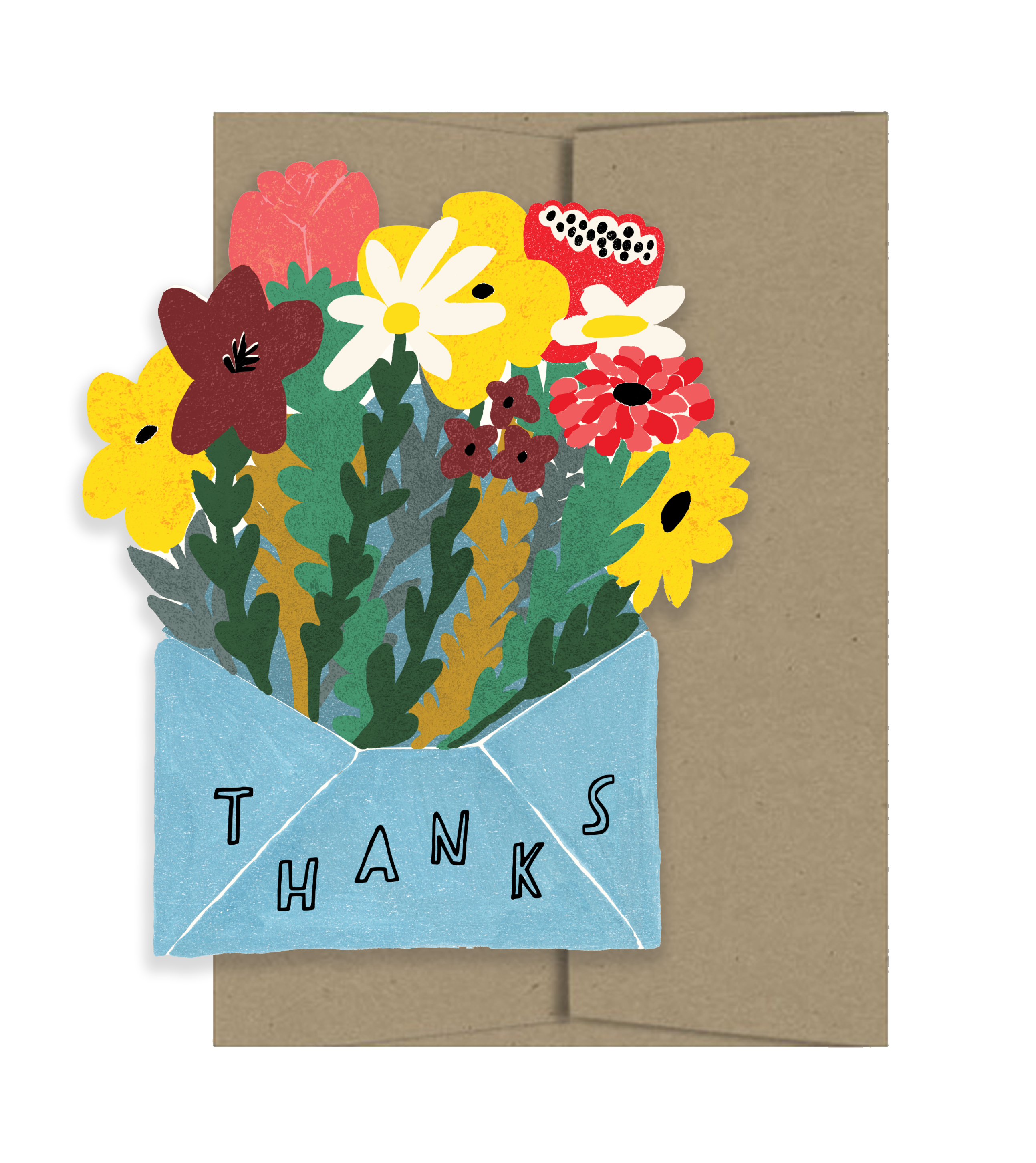 Thank You with Flowers Die Cut Card