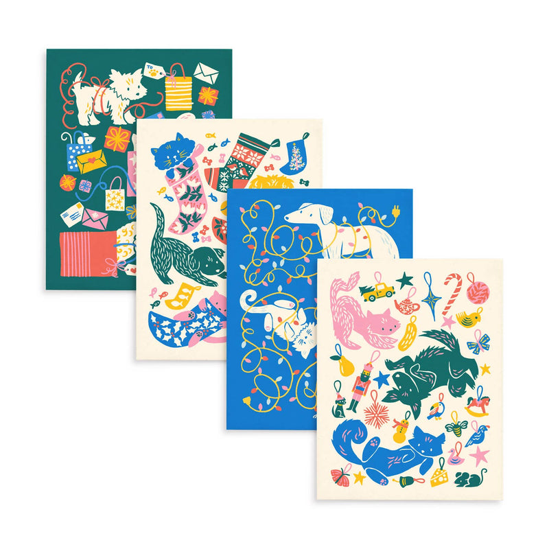 Merry Pets Christmas Greeting Card Set: Boxed Set of 8-zoom-