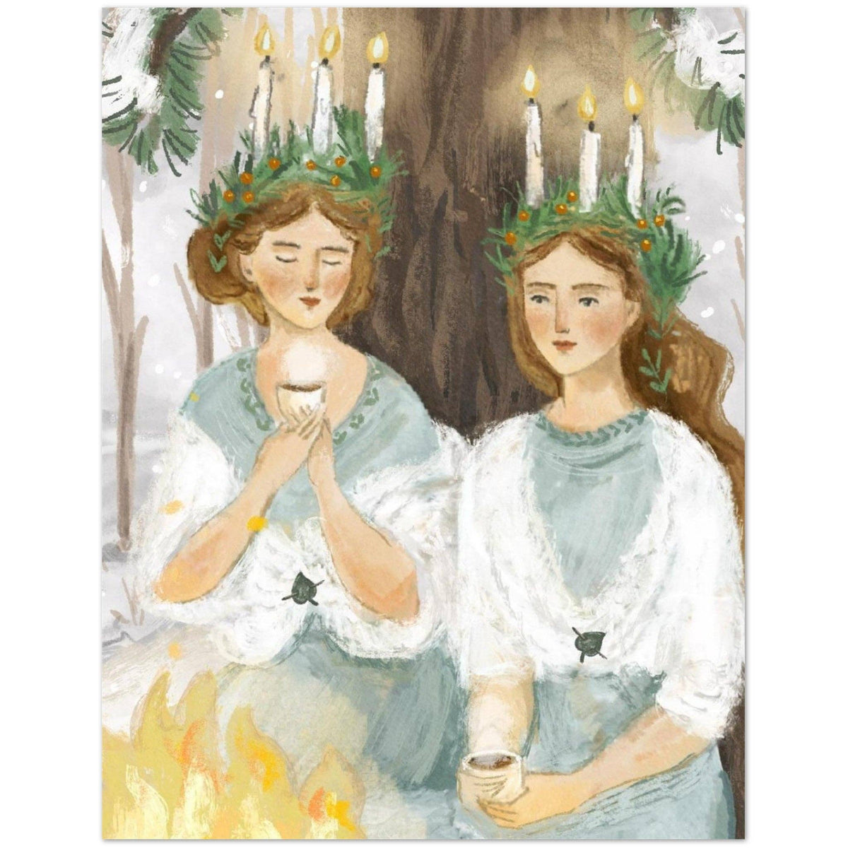 Winter Bonfire Greeting Card-zoom-1