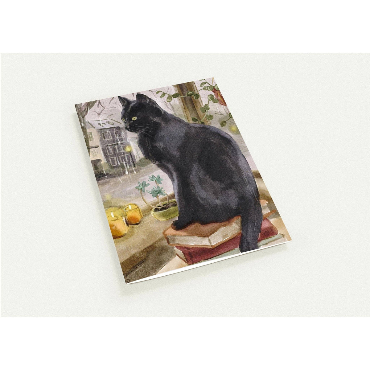 Black Window Cat Greeting Card-2