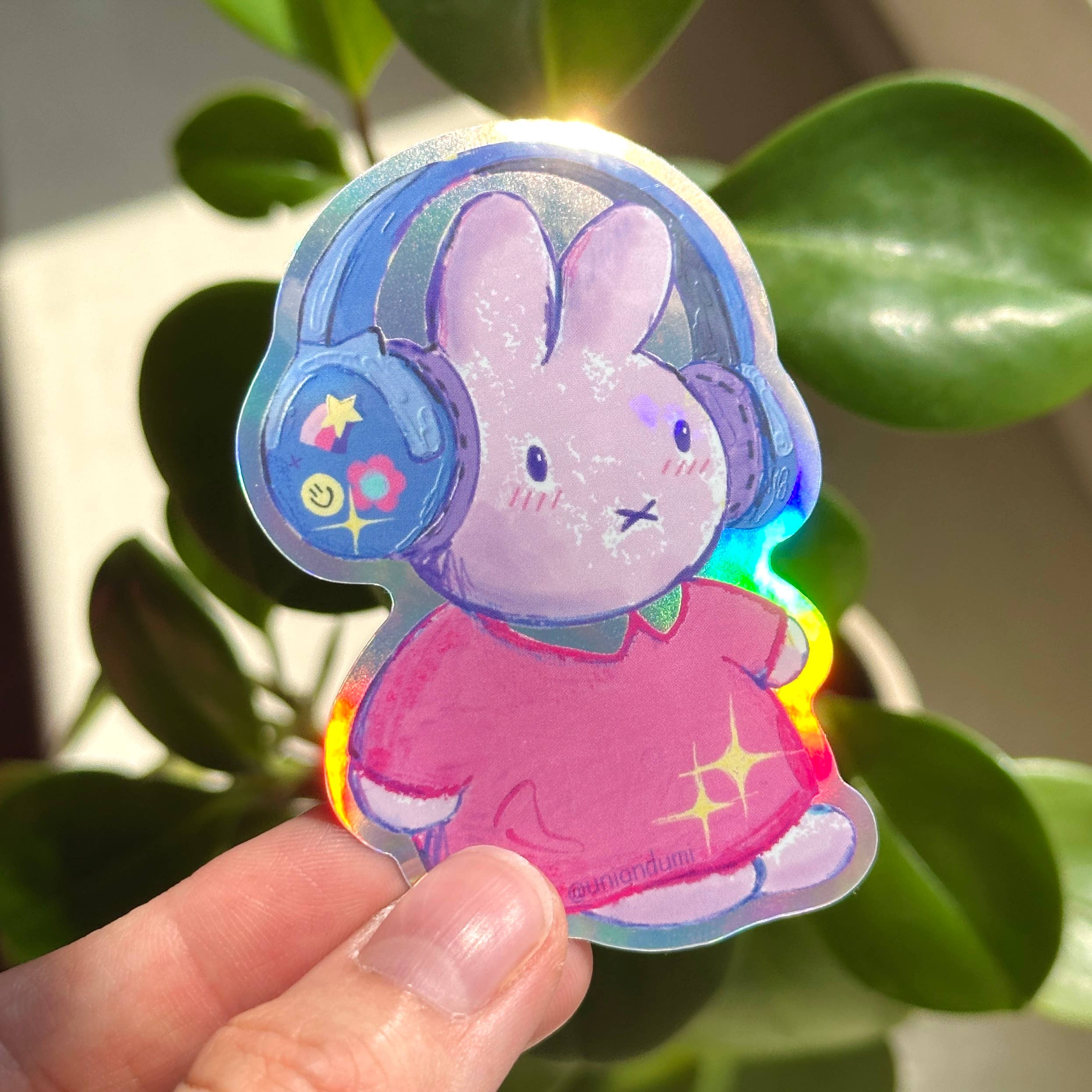 Bunny Headphones Sticker-zoom-2