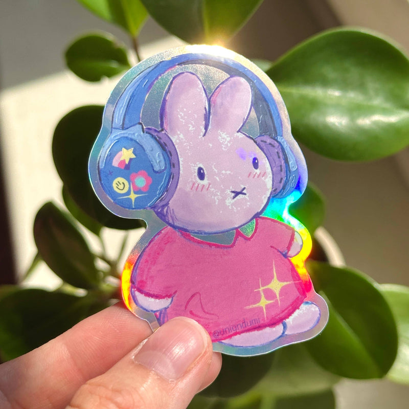Bunny Headphones Sticker-zoom-