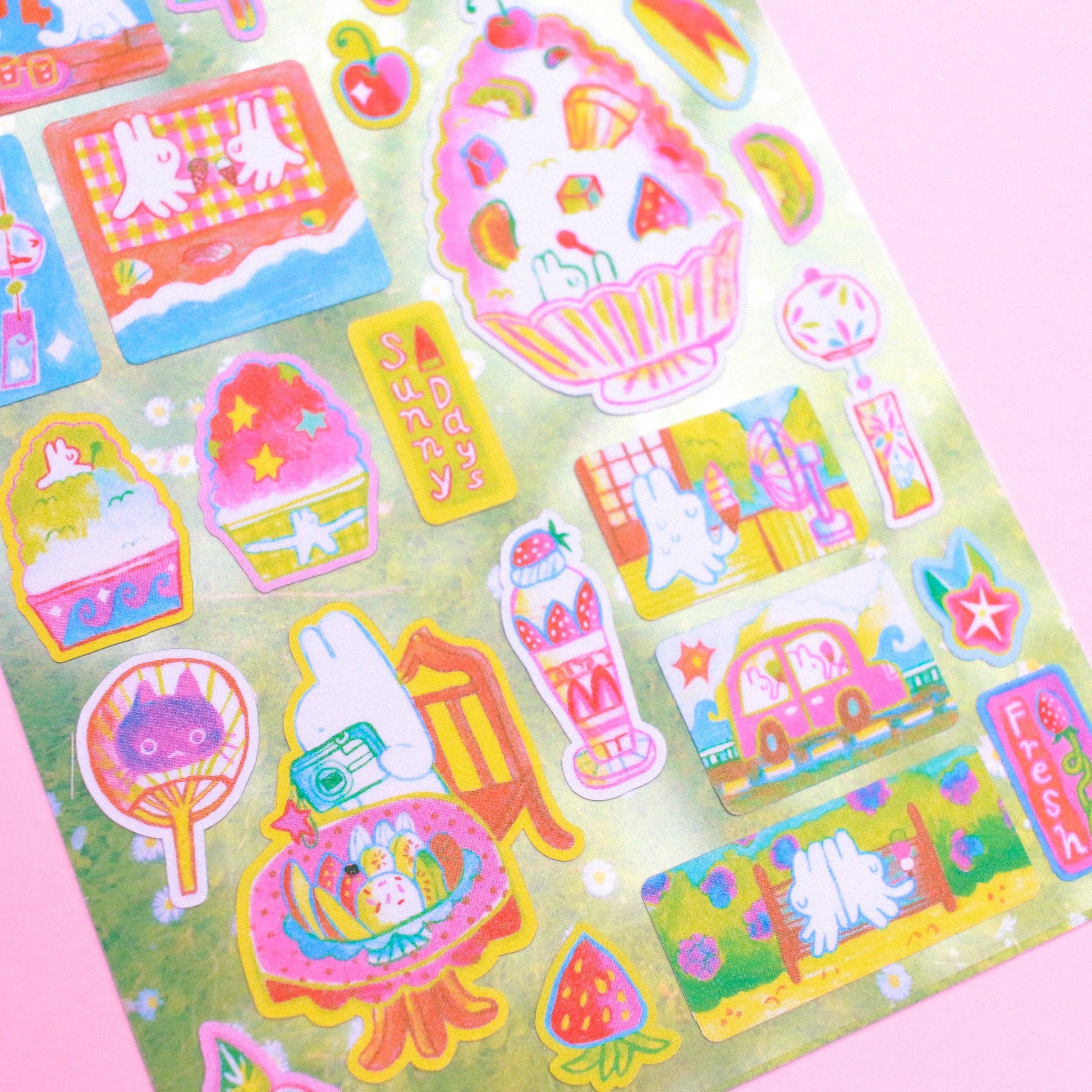 'Sunny Sweets' A6 Frosted Glitter Sticker Sheet-3