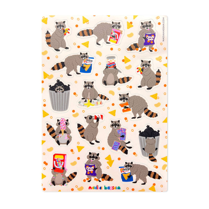 Snack Bandits Raccoons 5x7 Sticker Sheet-zoom-