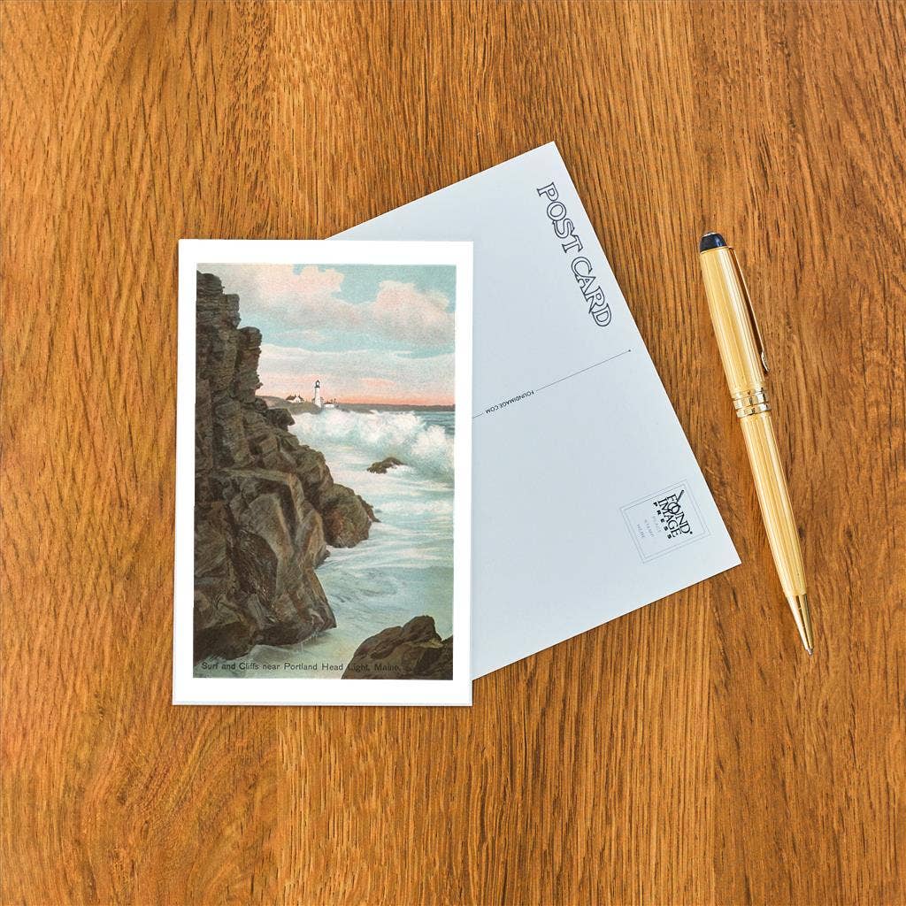 Surf and Cliffs, Portland Maine Postcard