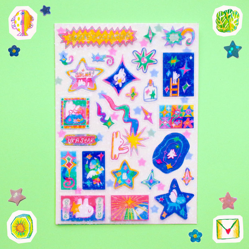 'Star Collector' A6 Star Holo Sticker Sheet-zoom-