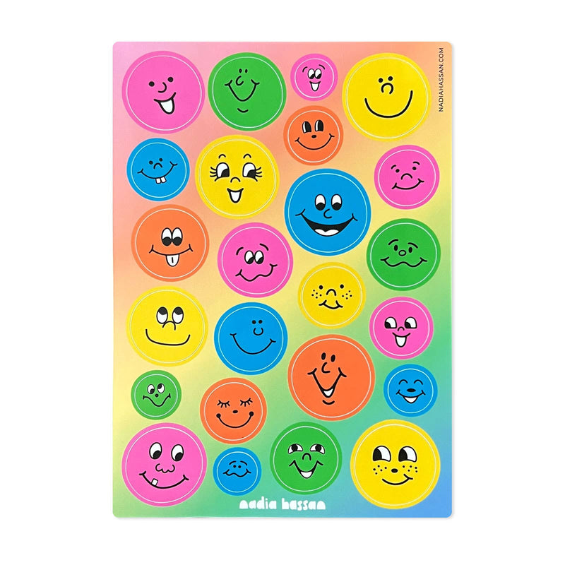 Retro Smiles 5x7 Sticker Sheet-zoom-