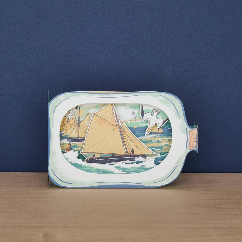 Sailboat In A Bottle 3D Die-Cut Greeting Card-zoom-