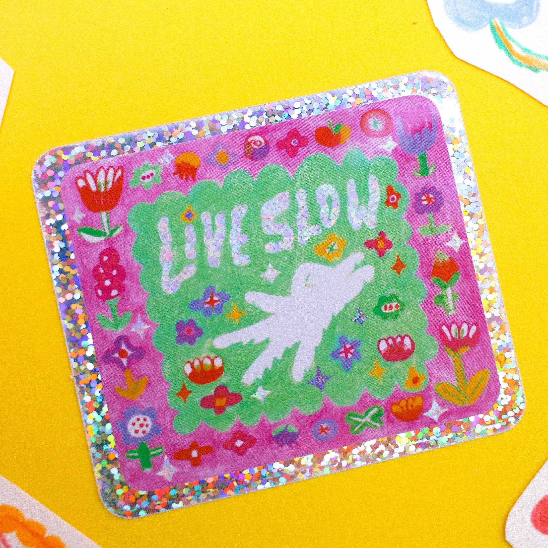 'Live Slow' Glitter Vinyl Sticker