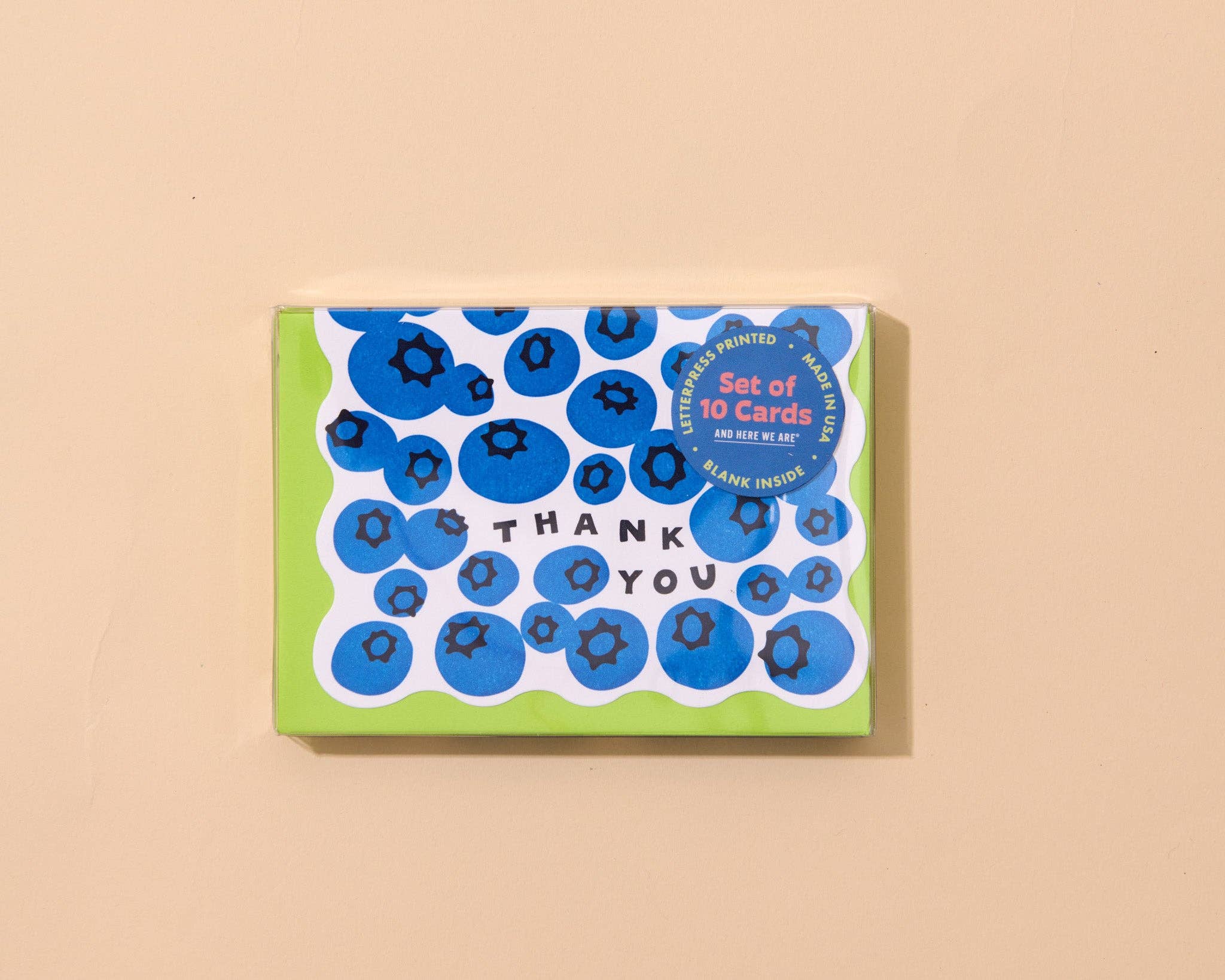 Letterpress Thank You Notecards Box Set — Blueberry