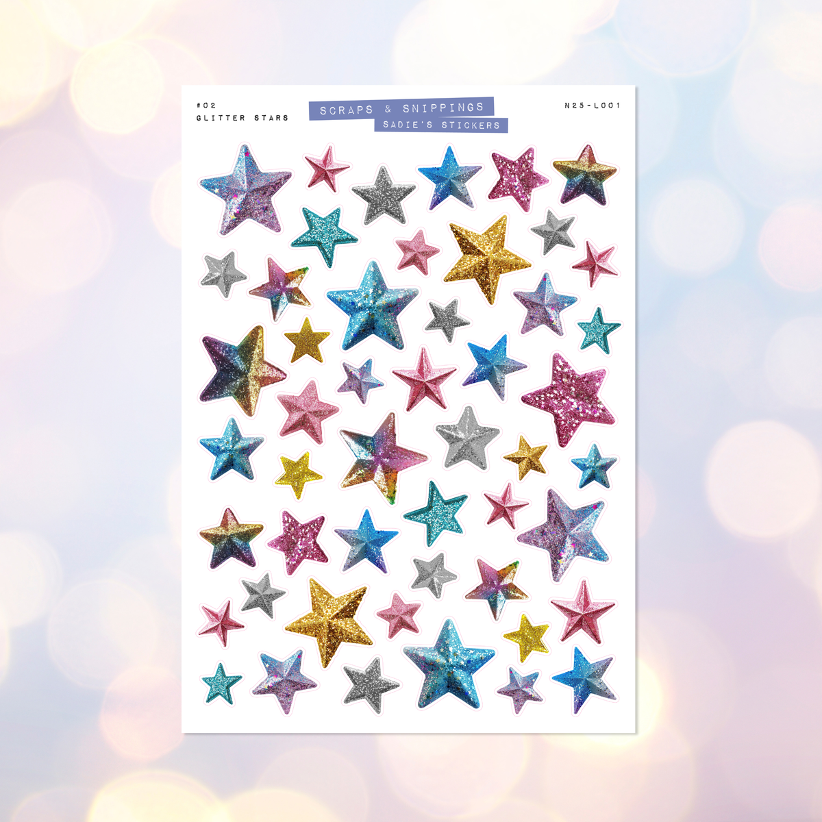 Glitter Stars • Scraps & Snippings Deco Sticker Sheet-1