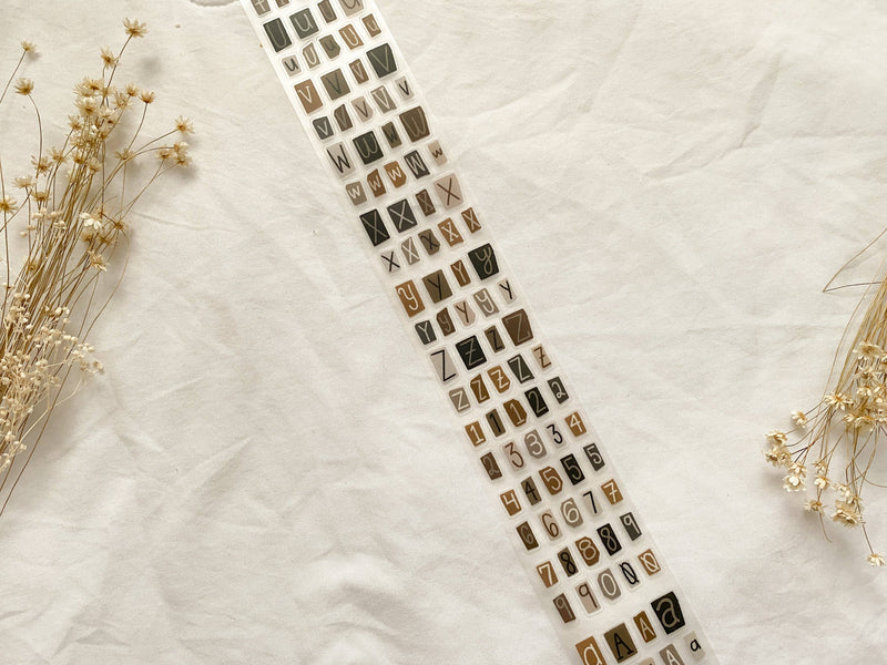 Neutral Letters & Numbers PET Tape-zoom-