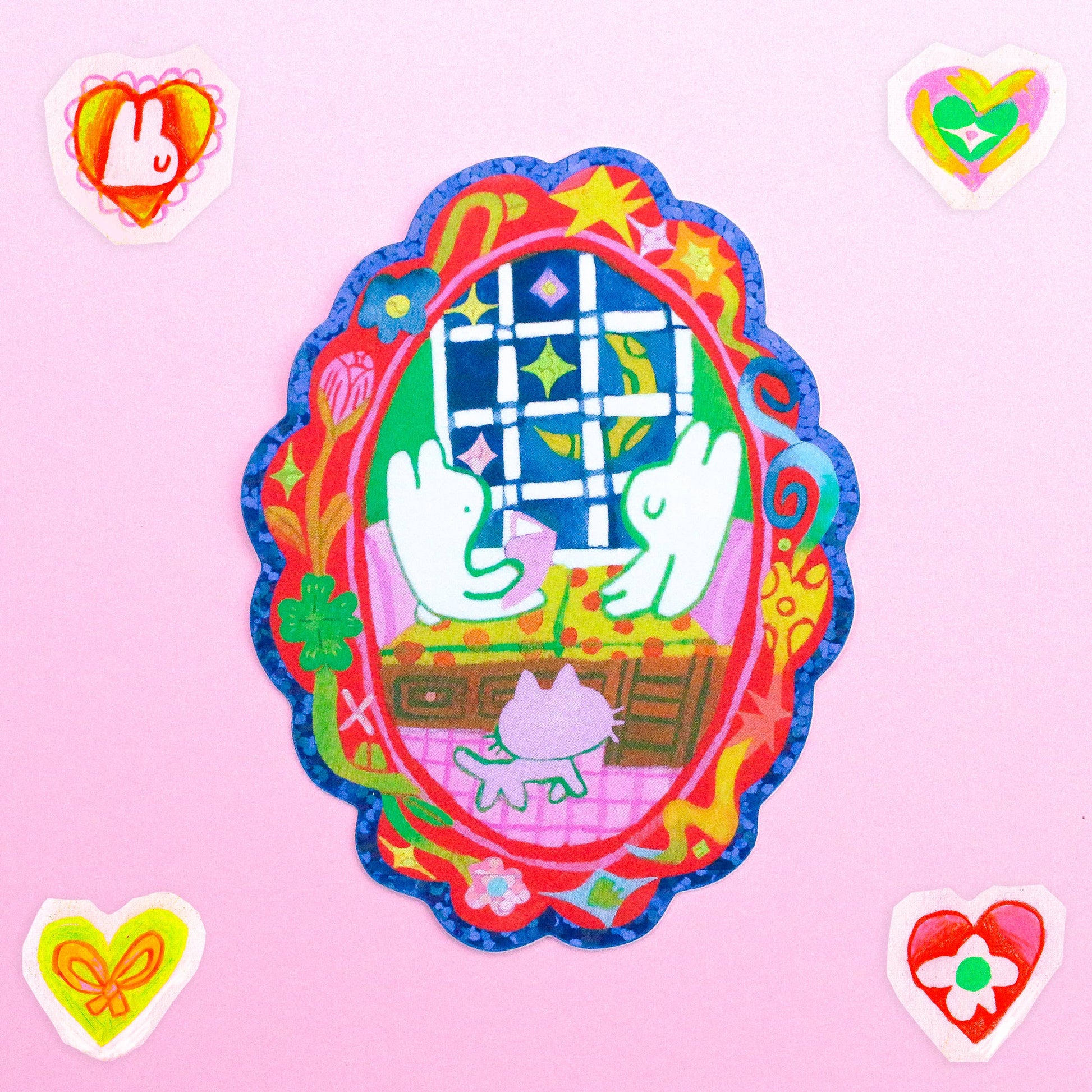 'I'm Glad You're Here' Glitter Vinyl Sticker-1