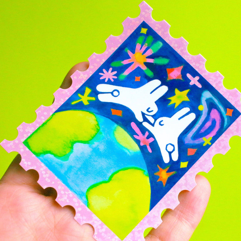 'Love Across the Universe' Glitter Vinyl Sticker-zoom-