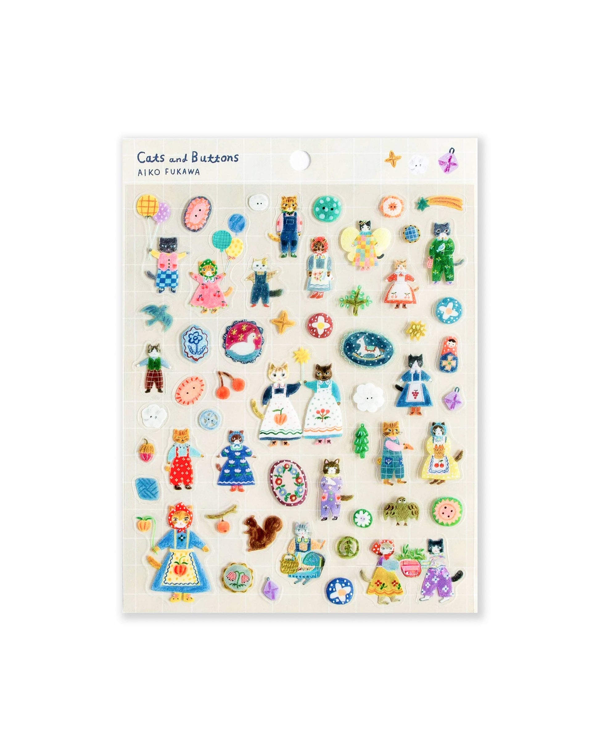 Clear Sticker Sheet - Cats and Buttons-1