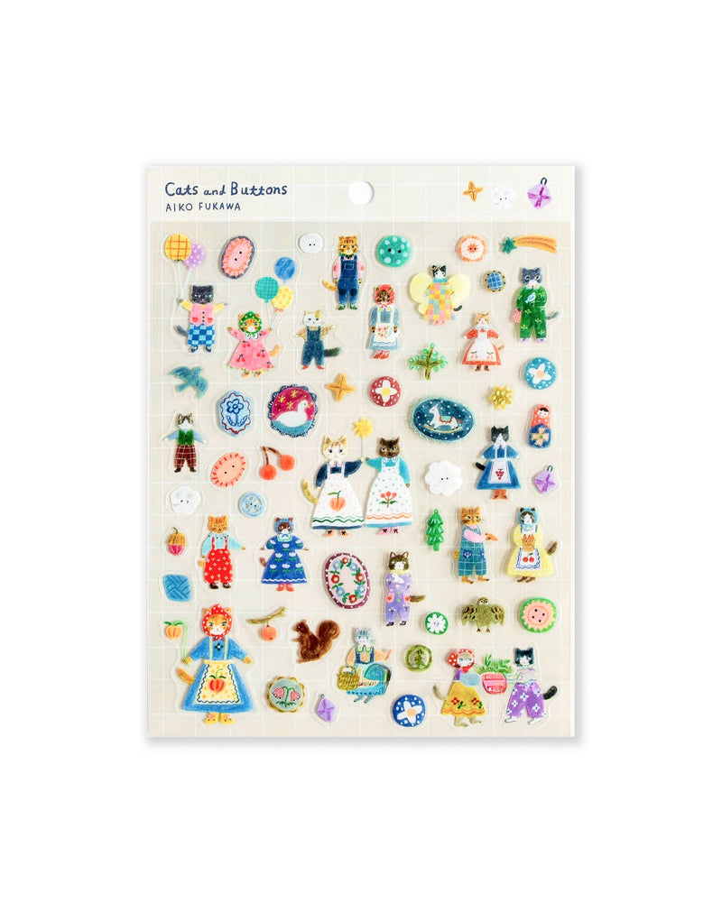 Clear Sticker Sheet - Cats and Buttons-zoom-