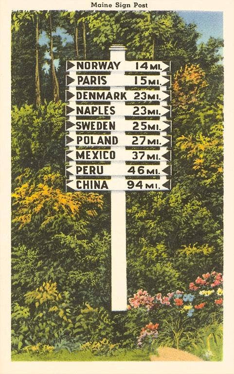 Maine Sign Post Postcard-zoom-