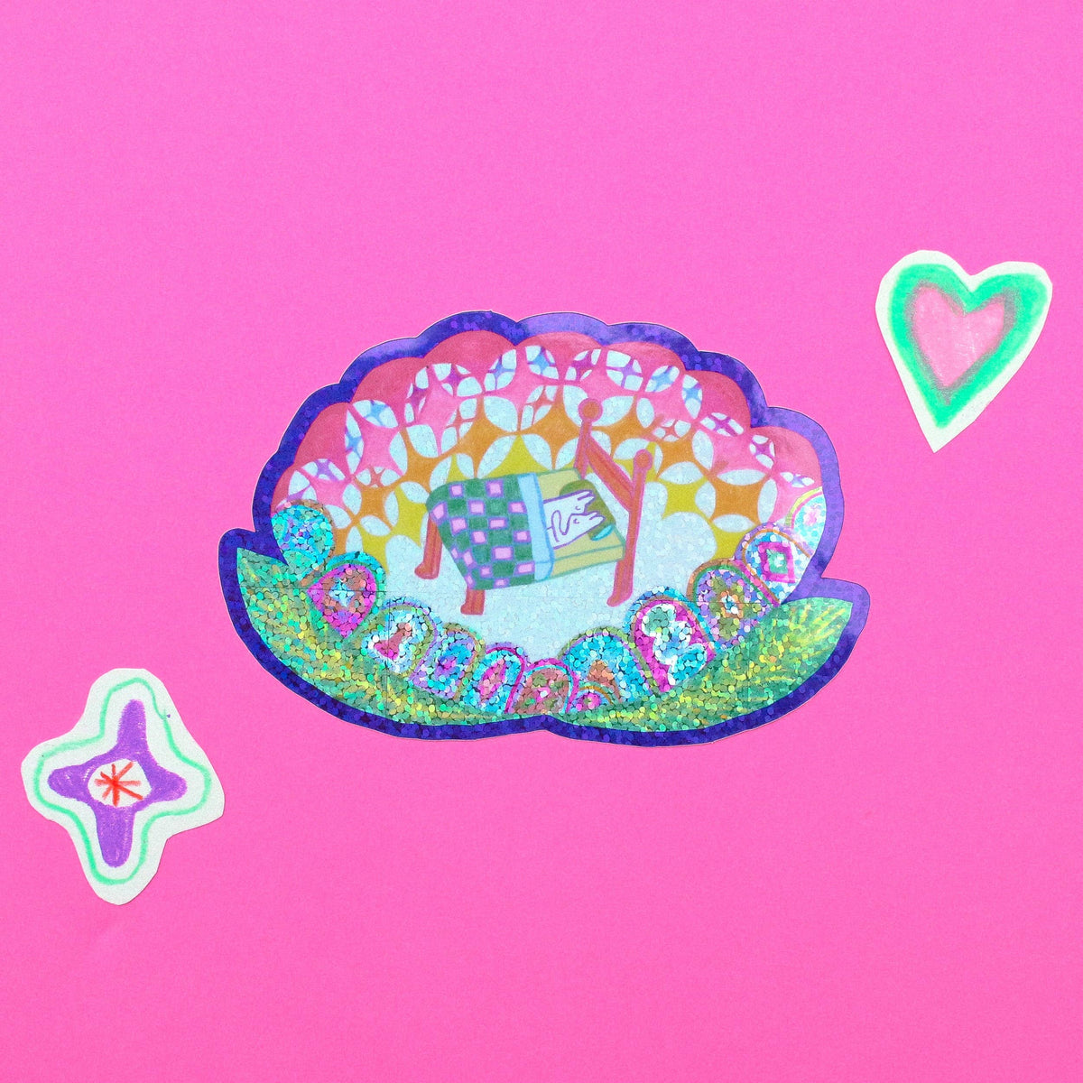 'Flower Bed' Glitter Vinyl Sticker-zoom-1