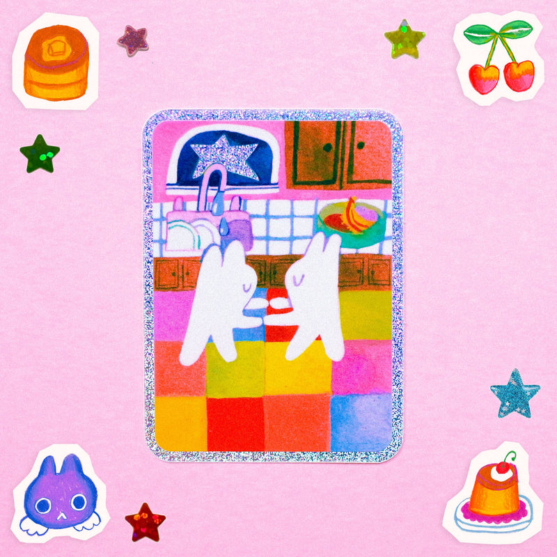 'Dancing in the Kitchen' Glitter Vinyl Sticker-zoom-