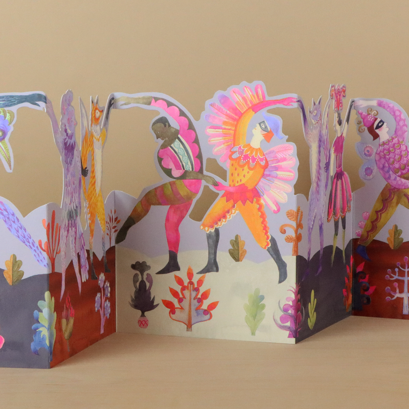 Carnival Dancers 3D Die-Cut Greeting Card-zoom-