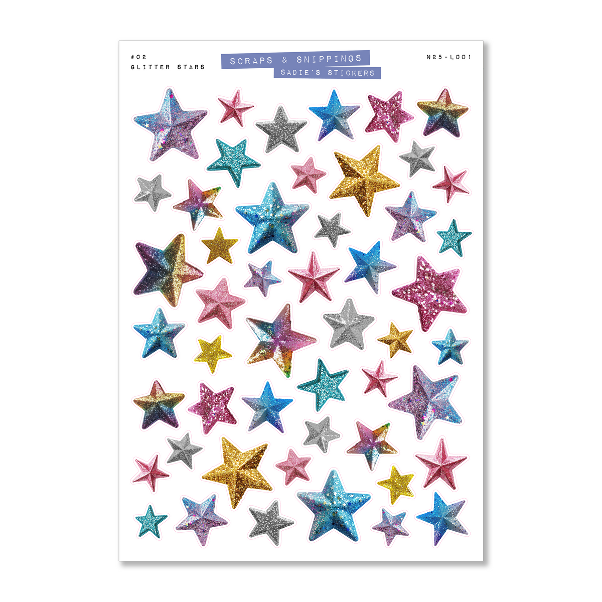 Glitter Stars • Scraps & Snippings Deco Sticker Sheet-zoom-2