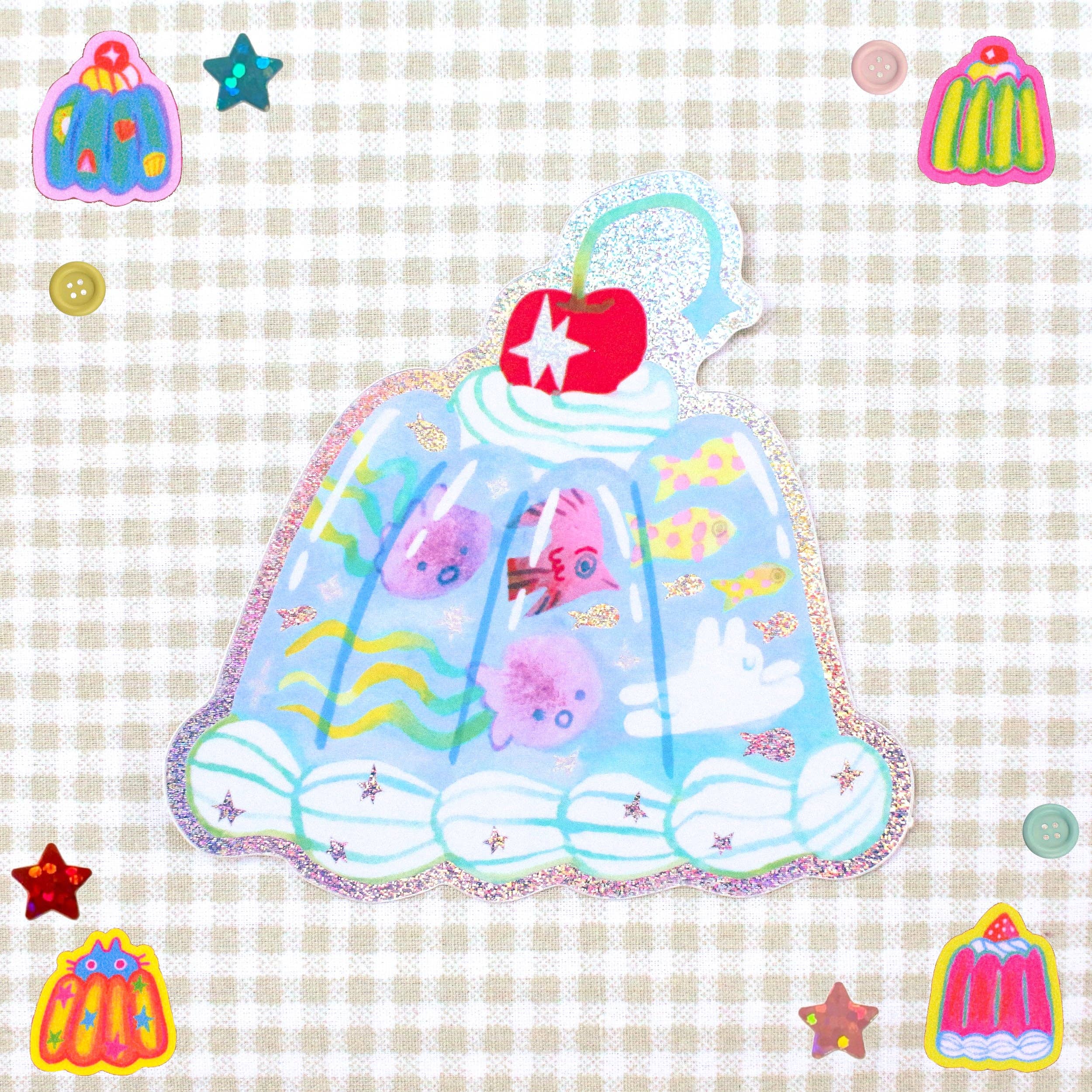 'Ocean Jelly' Glitter Vinyl Sticker