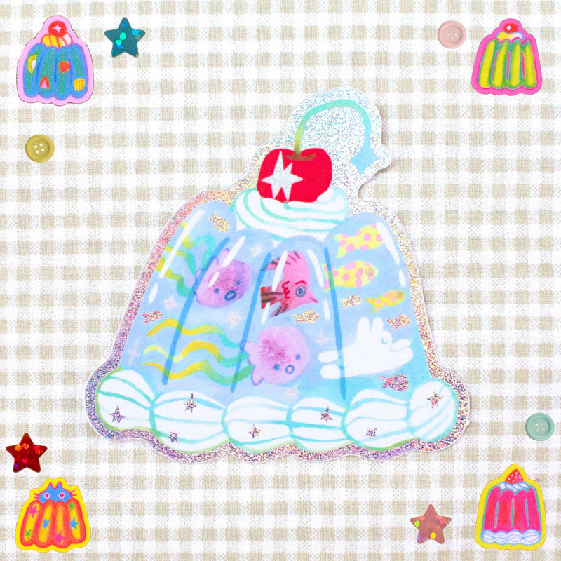 'Ocean Jelly' Glitter Vinyl Sticker-zoom-