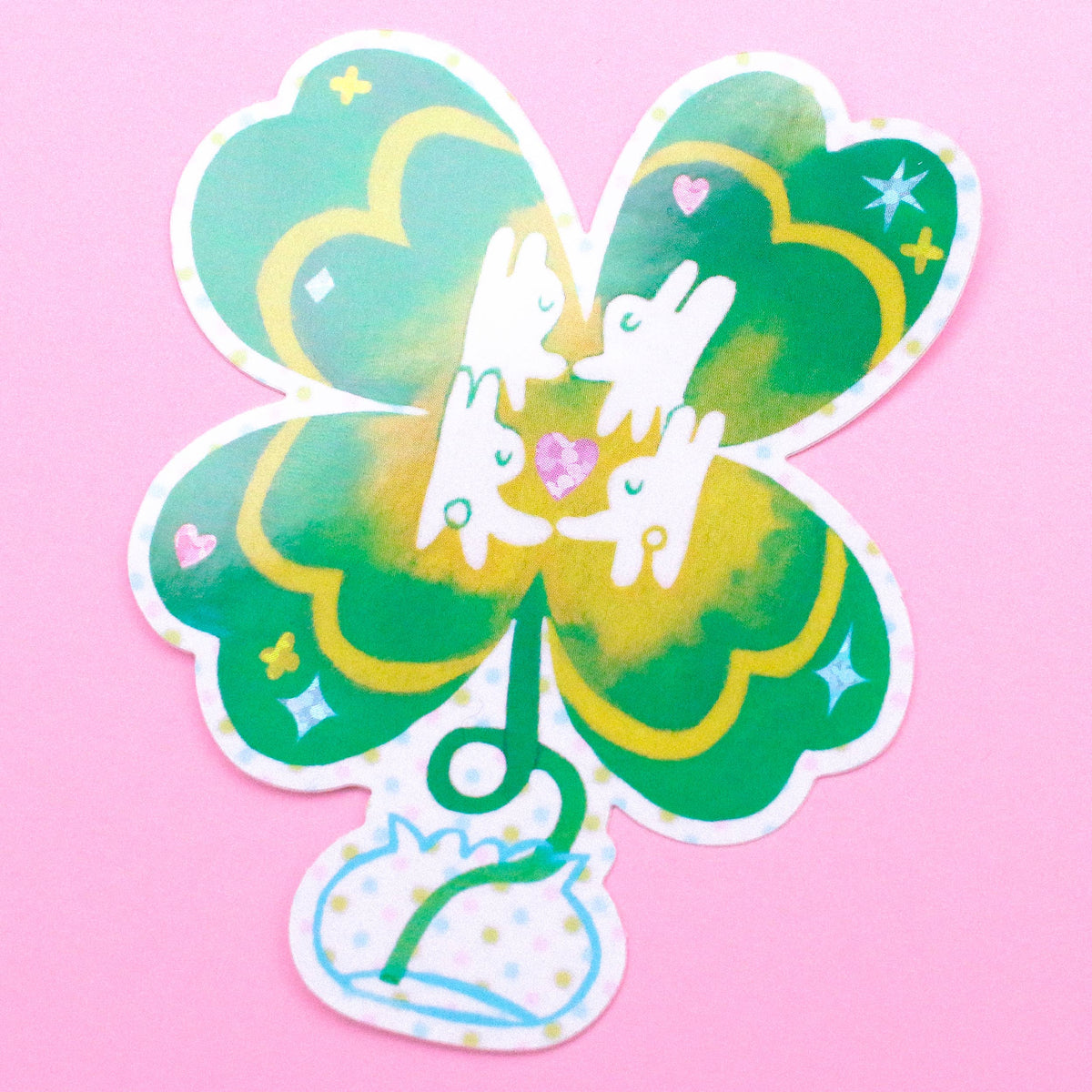 'Heart Clover' Glitter Vinyl Sticker-zoom-2