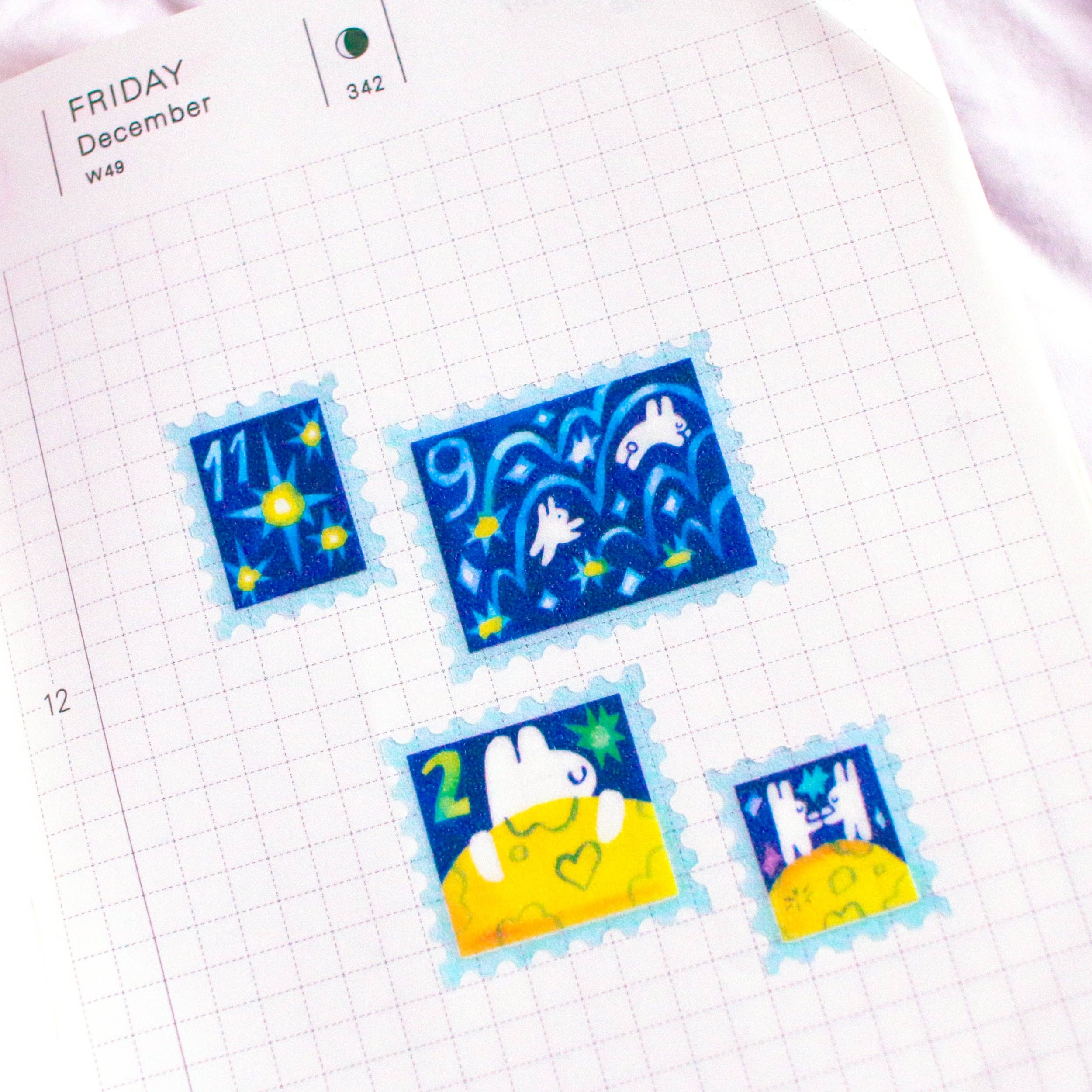 'To the Moon & Back' Frosted Glitter A6 Stamp Sticker Sheet-zoom-2