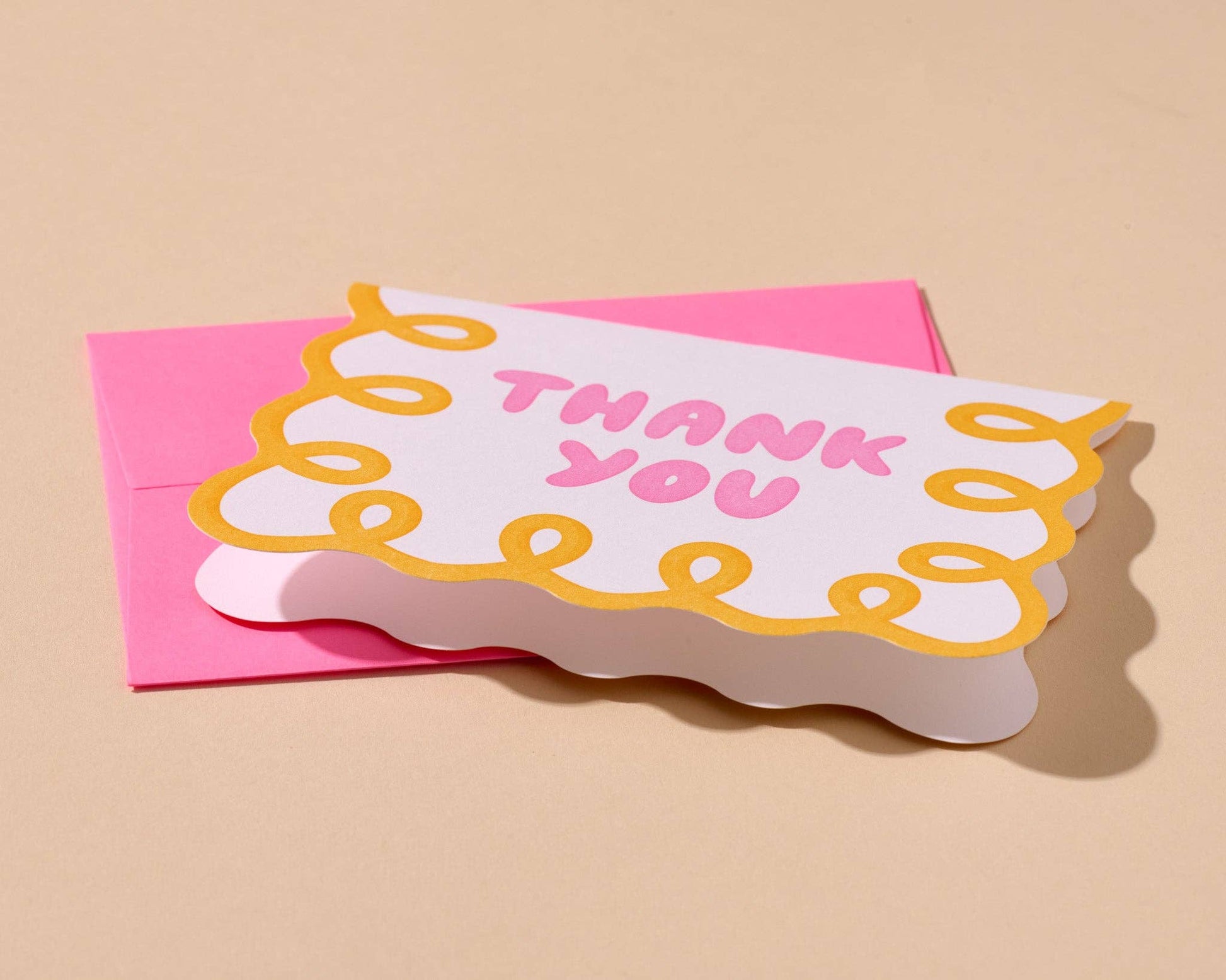 Letterpress Scallop Thank You Notecard Box Set —Coquette Pink-4