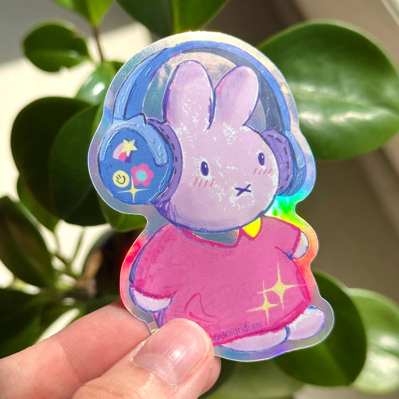 Bunny Headphones Sticker-zoom-