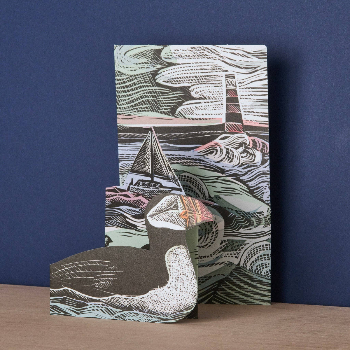 Puffins At Coquet Island 3D Die-Cut Greeting Card-3