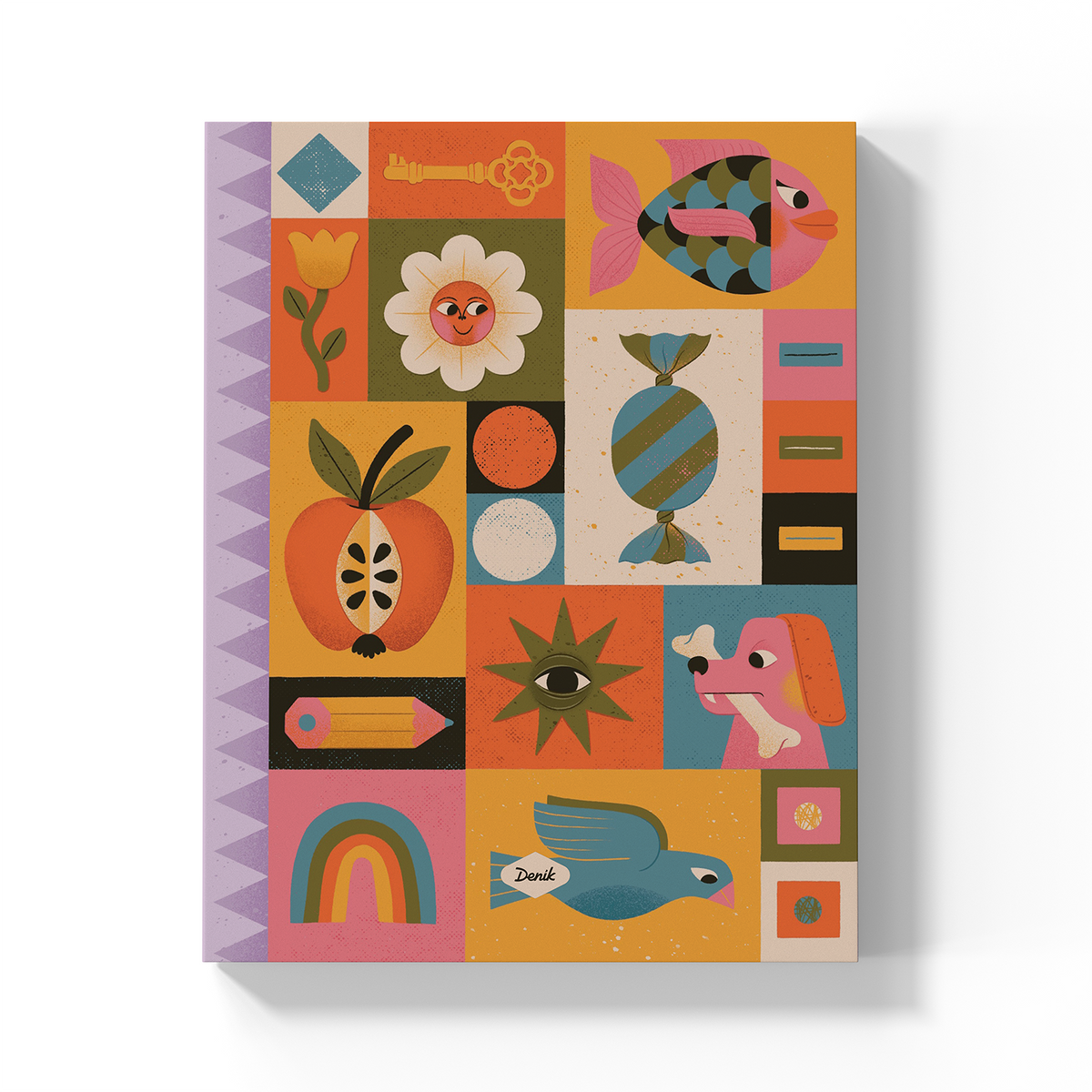 Happy Blocks Medium Layflat Notebook Mixed Media-2