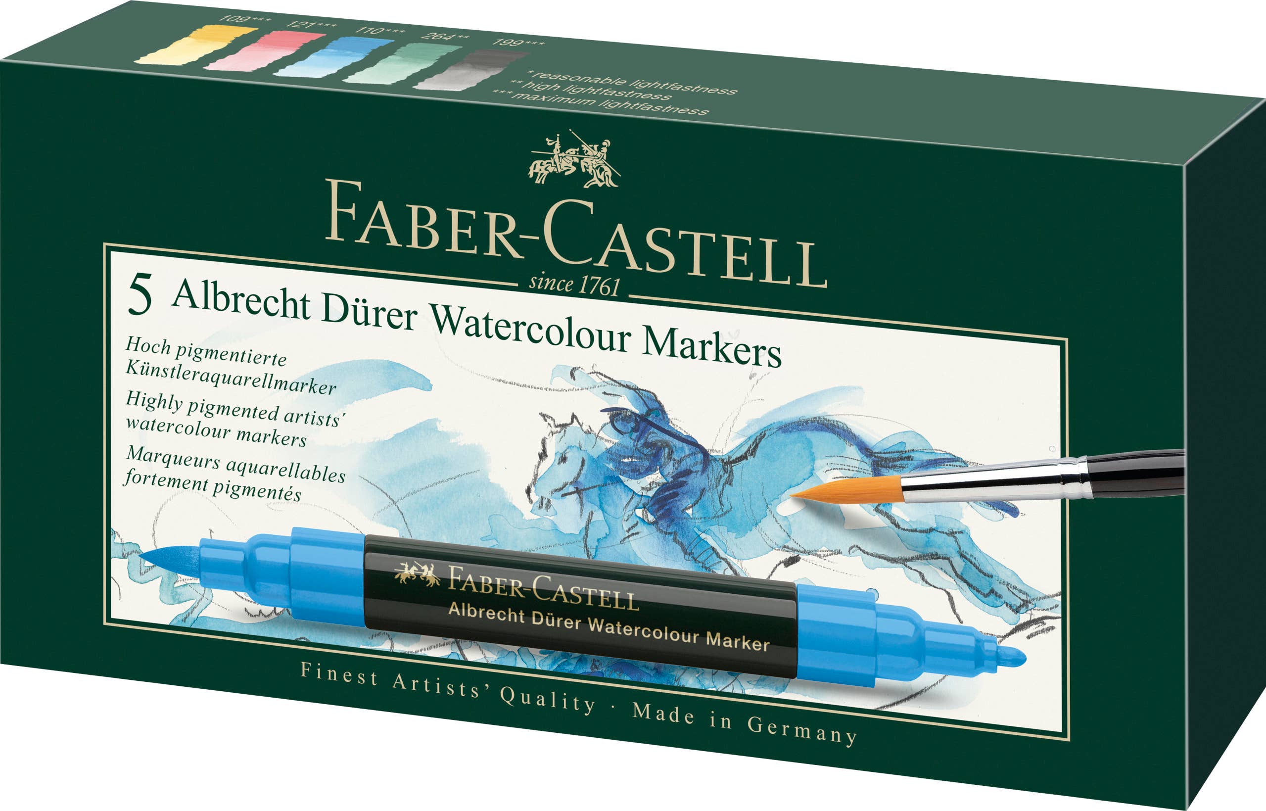 Albrecht Dürer Watercolor Markers, 5 Basic Colors-zoom-1