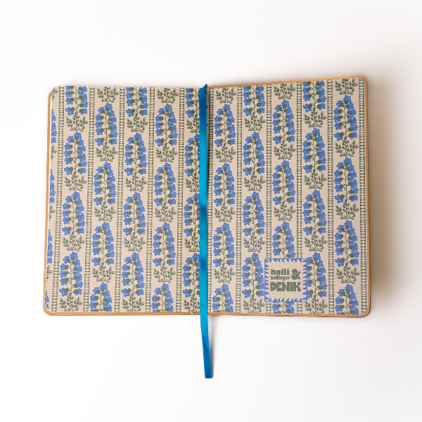 Delphinium Flower Embroidered Notebook