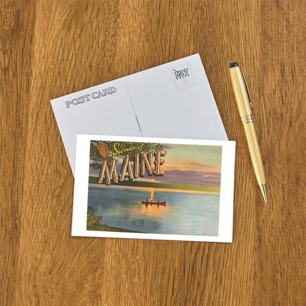 Souvenir of Maine Canoe Postcard