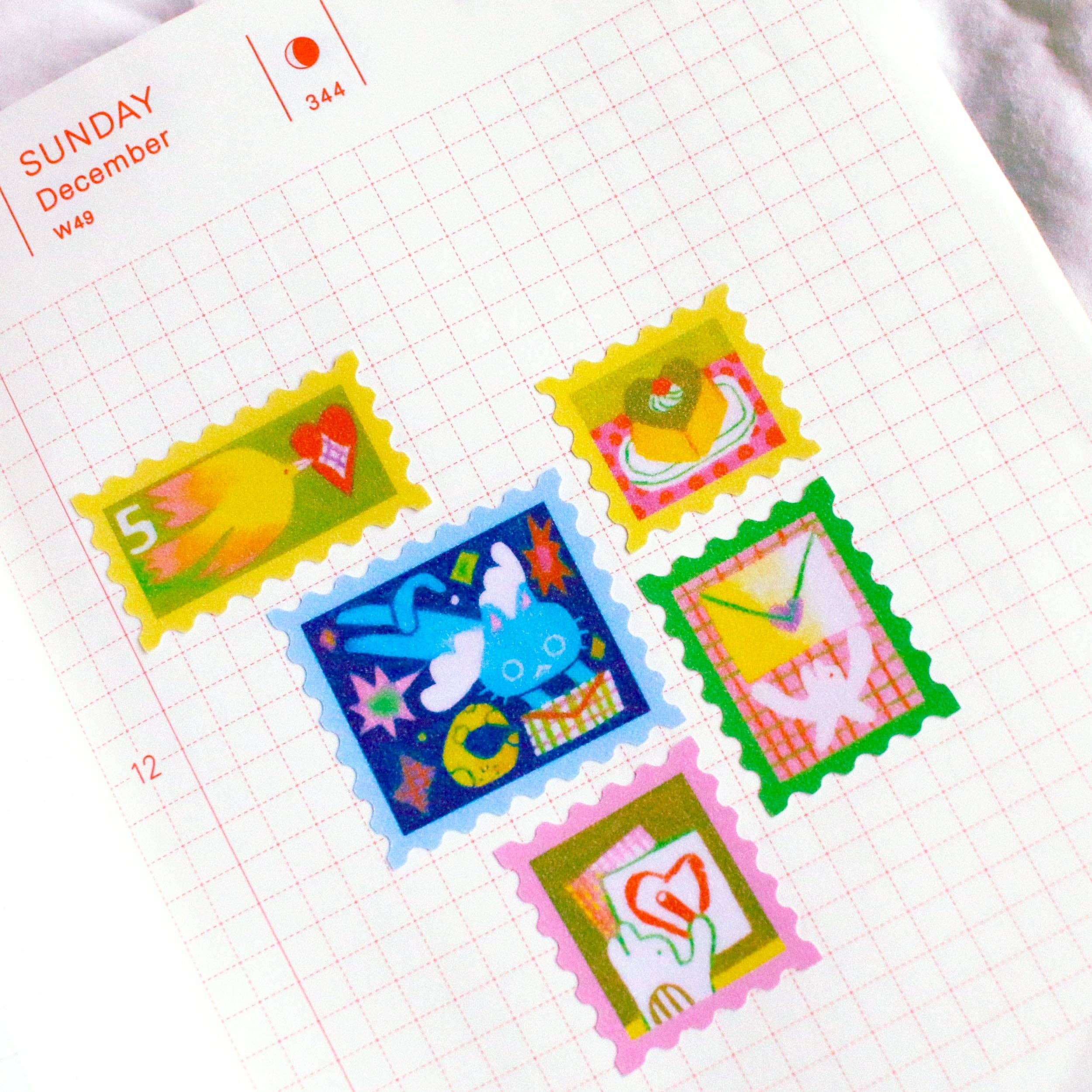 'Love Letter' Frosted Glitter A6 Stamp Sticker Sheet-zoom-2