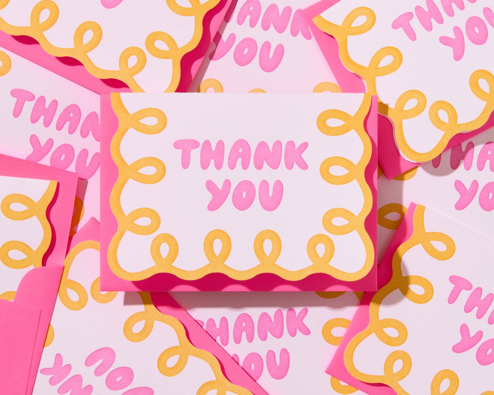 Letterpress Scallop Thank You Notecard Box Set —Coquette Pink-1